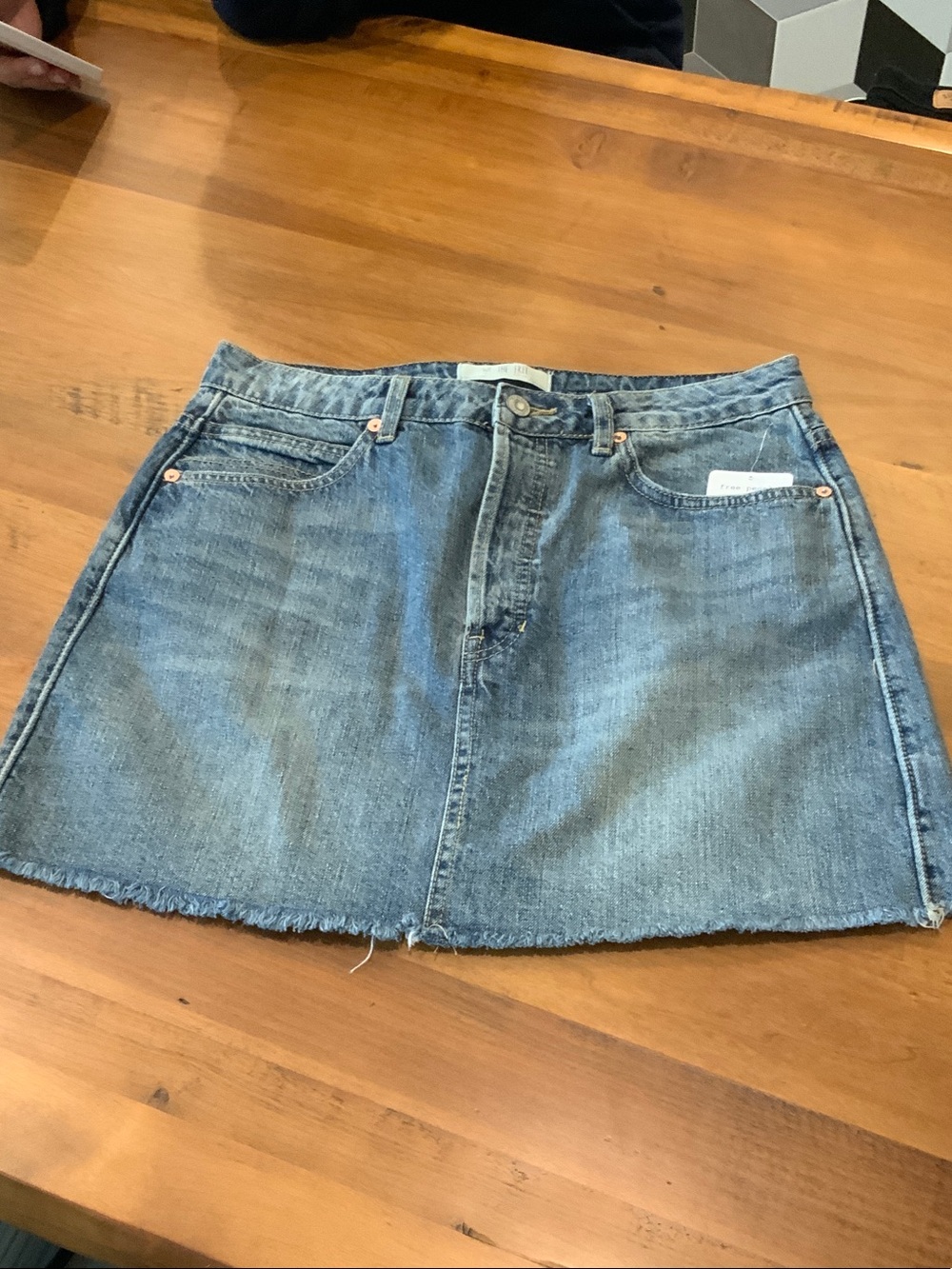 We The Free Light Blue Denim A-Line Mini Skirt